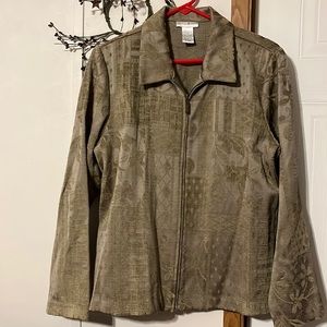 Preswick & Moore zip up blazer/jacket olive color size Large